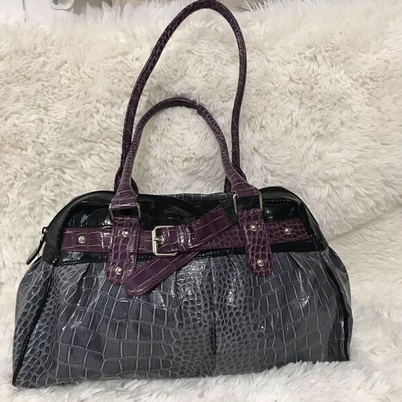 Purple And gray shiny handbag - Picture 1 of 9
